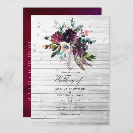 Invitación Boda bohemiana floral de Bordo Violet Plum