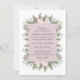 Invitación Boda Bohemiana Floral Elegante Luz Mauve