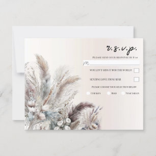 Invitación Boda Bohemiana Floral Terrosa con Plumas RSVP