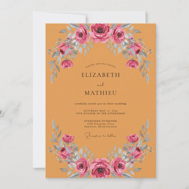 Invitación Boda Bohemiana Ochre Negrita (Anverso)