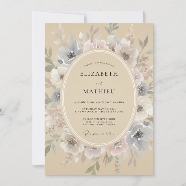 Invitación Boda Bohemiana Serena de Champán (Anverso)
