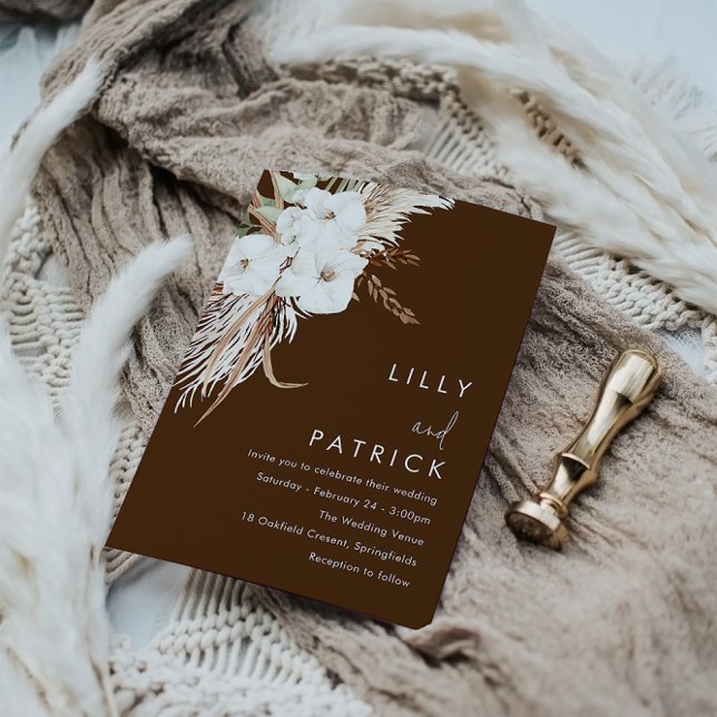 Invitación Boda Bohemiano Blanco Floral Moderno (Subido por el creador)