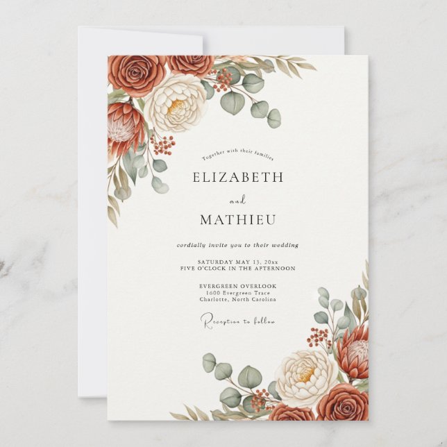 Invitación Boda bohemio cautivadora con óxido (Anverso)