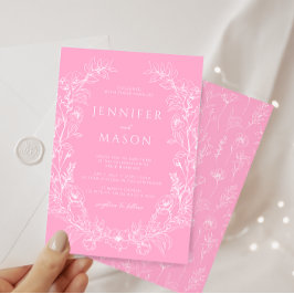 Invitación Boda bohemio de flor blanca y caliente