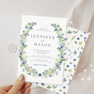 Invitación Boda bohemio de flor de color amarillo azul