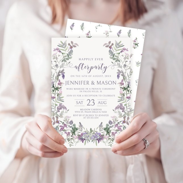 Invitación Boda bohemio de flor morado acuarela (Subido por el creador)