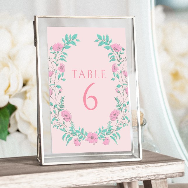 Invitación Boda bohemio de flor verde rosa verde azulado (Subido por el creador)