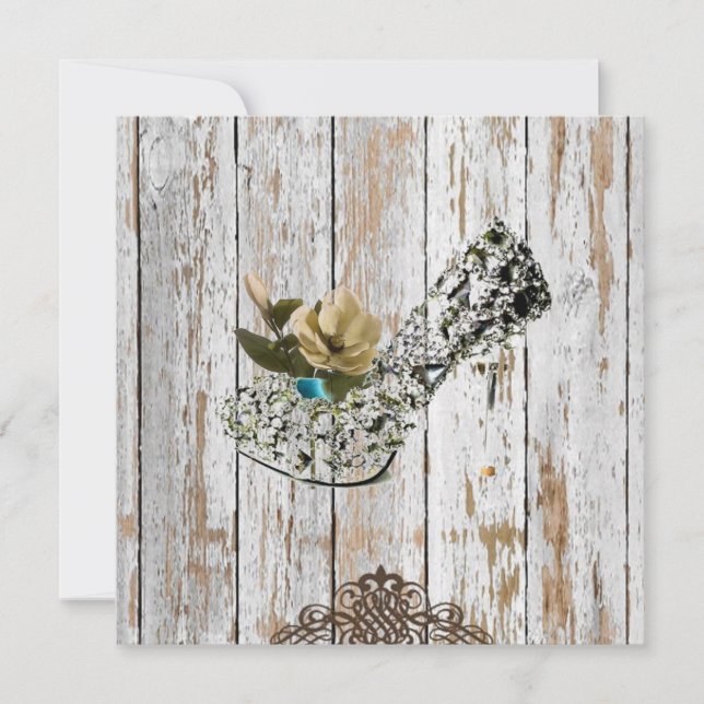Invitación boda bohemio de granero rústico de campo (Anverso)