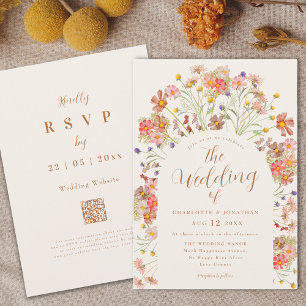 Invitación Boda Bohemio de Otoño con Flores Silvestres
