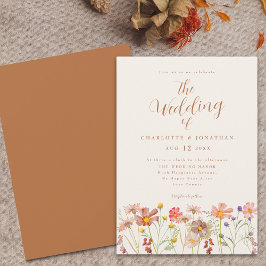 Invitación Boda Bohemio de Otoño con Flores Silvestres