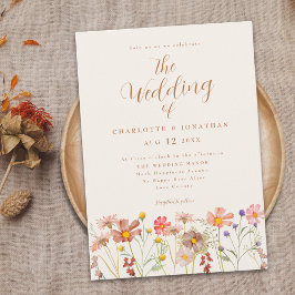 Invitación Boda Bohemio de Otoño con Flores Silvestres