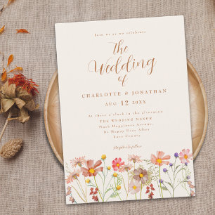 Invitación Boda Bohemio de Otoño con Flores Silvestres
