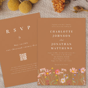 Invitación Boda Bohemio de Otoño con Flores Silvestres