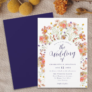 Invitación Boda Bohemio de Otoño con Flores Silvestres de Azu