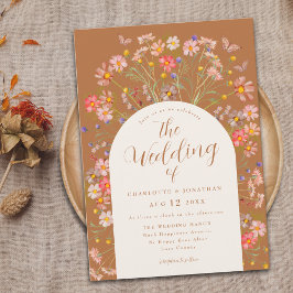 Invitación Boda Bohemio de Otoño con Mariposas y Flores Silve