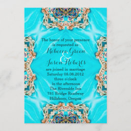 Invitación boda bohemio de patrón de turquesa verde teñido vi