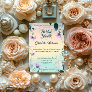 Invitación Boda Bohemio de Periwinkle y Plata 