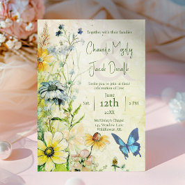 Invitación Boda Bohemio de Pradera con Flores Silvestres