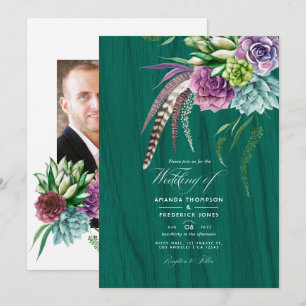 Invitación Boda bohemio de suculentas místicas