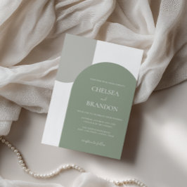 Invitación Boda bohemio elegante minimalista arco verde salvi