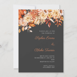 Invitación Boda Bohemio Floral de Invierno Gris Guijarro Nara