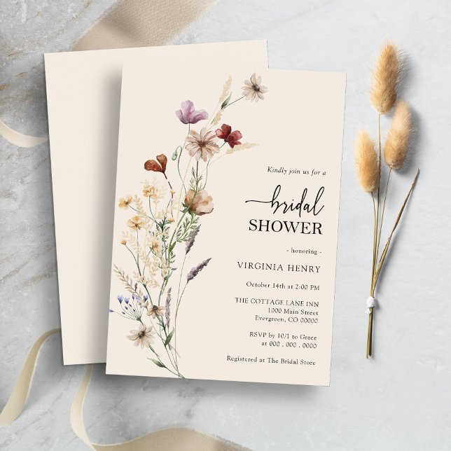 Invitación Boda Bohemio Floral Elegante Ducha (Boho Floral Elegant Bridal Shower Invitation by Painted Paperie)