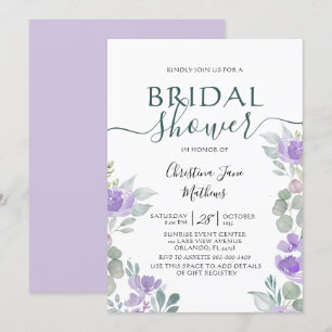Invitación Boda Bohemio Floral Eucalipto Morado