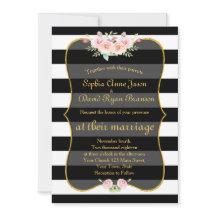 Boda Bohemio Floral Gold Black Stripes Blanco