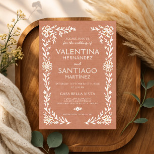 Invitación Boda Bohemio Floral Mexicana de Terracota de Talav