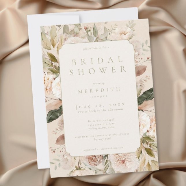 Invitación Boda Bohemio Floral Neutral (Boho Neutral Floral Bridal Shower Invitation)