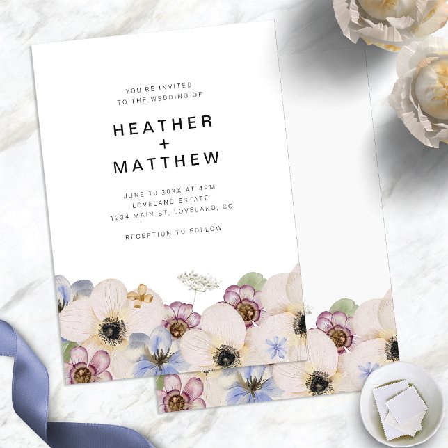 Invitación Boda Bohemio Floral Simple (Modern Floral Simple Boho Wedding Invitation by Painted Paperie
)