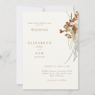 Invitación Boda Bohemio Ligeramente Otoñal Crema Sin Padres