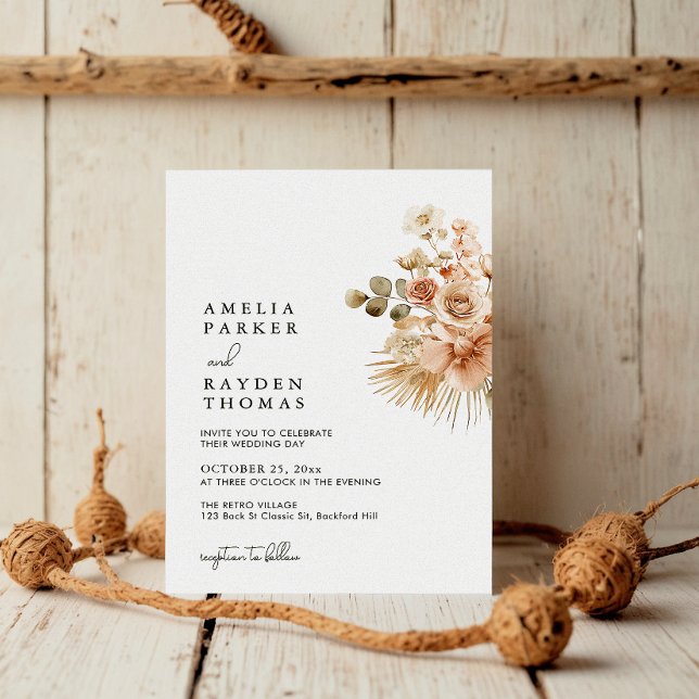 Invitación Boda bohemio minimalista de Blooms (Subido por el creador)