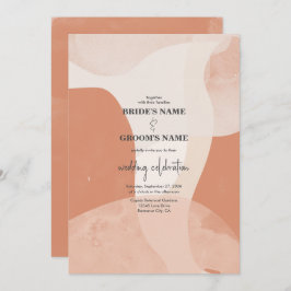 Invitación Boda bohemio moderno de abstracto de terracota