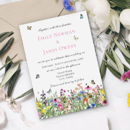 Invitación Boda bohemio moderno de flores silvestres
