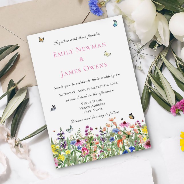 Invitación Boda bohemio moderno de flores silvestres (Subido por el creador)