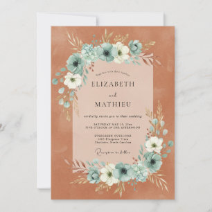 Invitación Boda bohemio orgánico de terracota