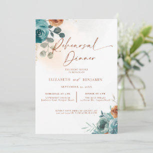 Invitación Boda Bohemio Otoño Verde Azul Naranja Quemada Ensa