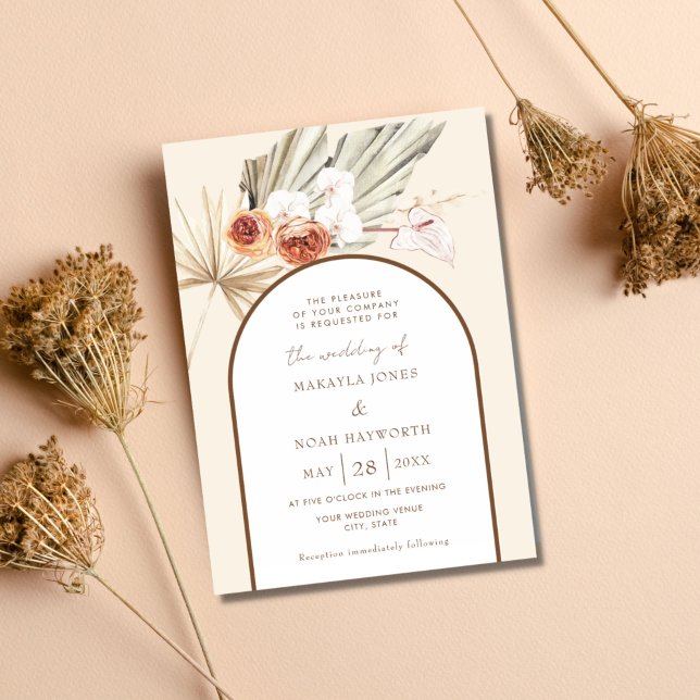 Invitación Boda bohemio simple de pampas (Subido por el creador)