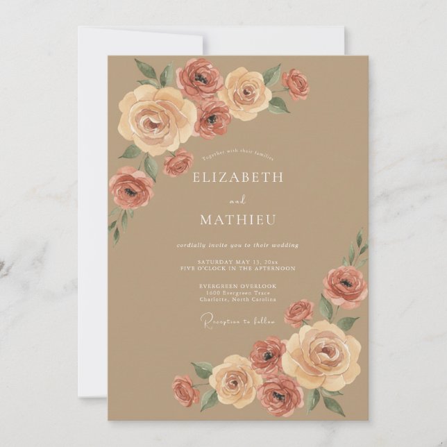 Invitación Boda Bohemio Tan Natural (Anverso)
