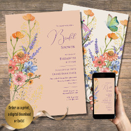 Invitación Boda bohemio Tema Romántico Flores silvestres Boho