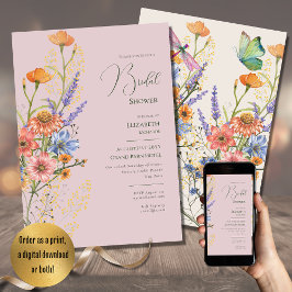 Invitación Boda bohemio Tema Romántico Flores silvestres Boho