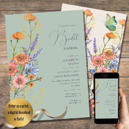 Invitación Boda bohemio Tema Romántico Flores silvestres Boho