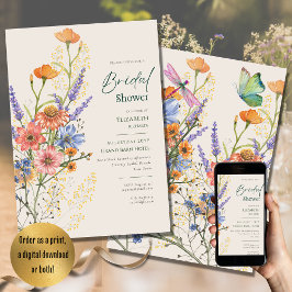 Invitación Boda bohemio Tema Romántico Flores silvestres Boho