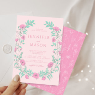 Invitación Boda bohemio verde azulado verde pálido pastel