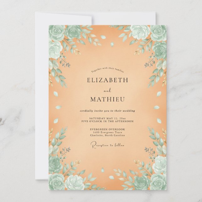 Invitación Boda Bohemio Vintage Albaricoque (Anverso)