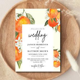 Invitación Boda boho abstracta y desenfadada en jardín naranj