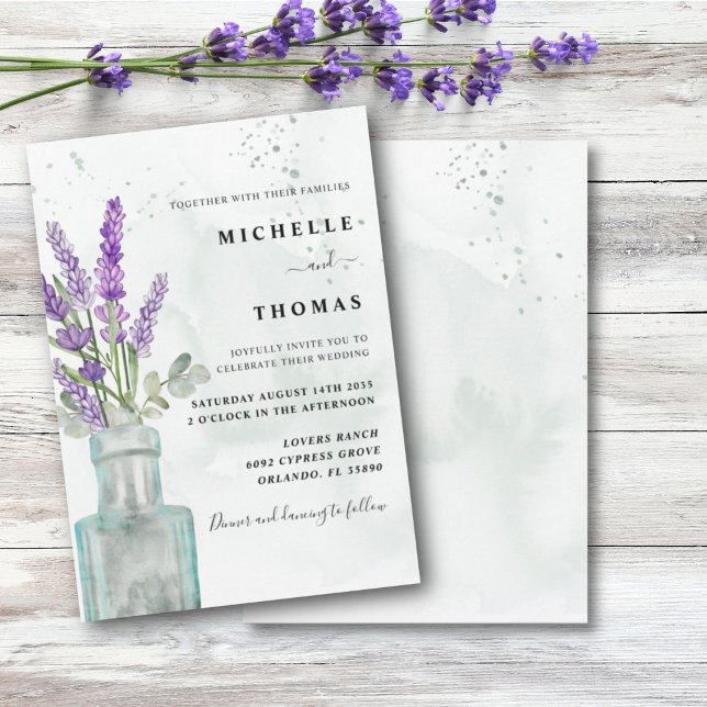 Invitación Boda Boho Acuarela Eucalipto y Lavanda (Subido por el creador)