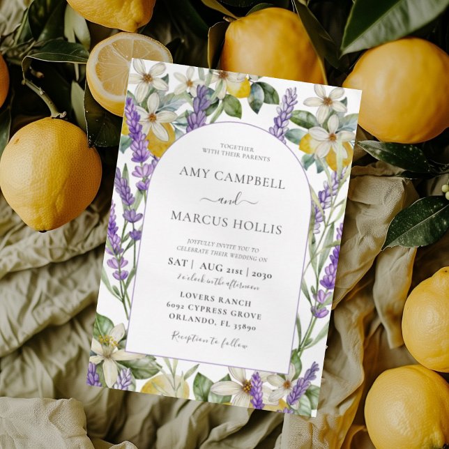 Invitación Boda Boho Acuarela Limones y Lavanda (Subido por el creador)