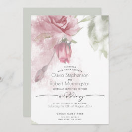Invitación BODA | Boho acuarela Rosa y Bud polvorientos